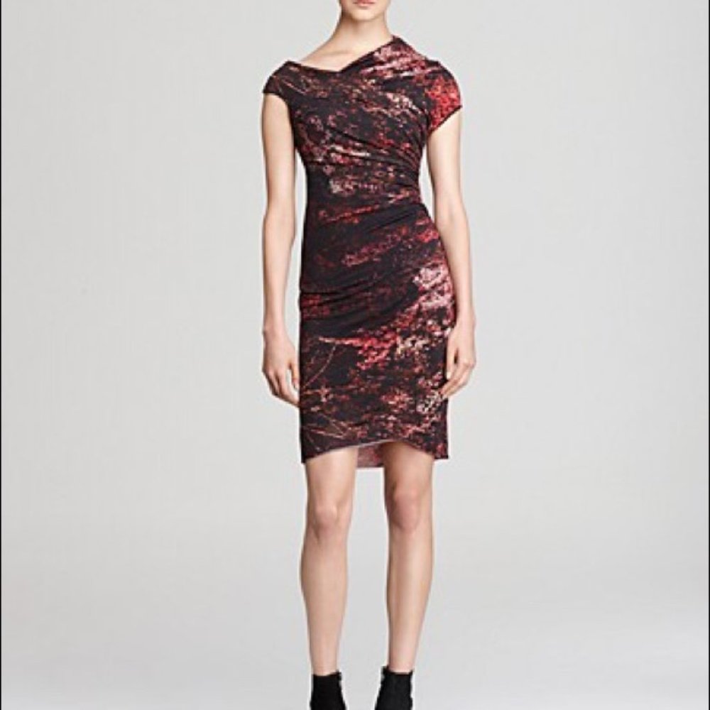 Helmut Lang Midnight Floral Dress red black
